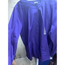 Cherokee Workwear Originals Women Scrub Jacket Purple Snap Front Small New