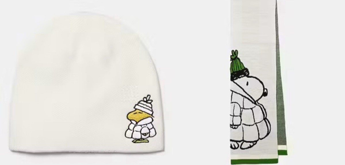 NWT Kate Spade Embroidered Peanuts Snoopy & Woodstock Scarf & Hat