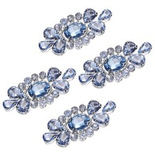4Pcs Rhinestone Crystal Applique Iron on Patch Sewing Applique Light Blue,