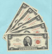 CRISP AU 1963 $2 Dollar Bill Red Seal/ "United States Note" - AUNC -FREE SHIP !