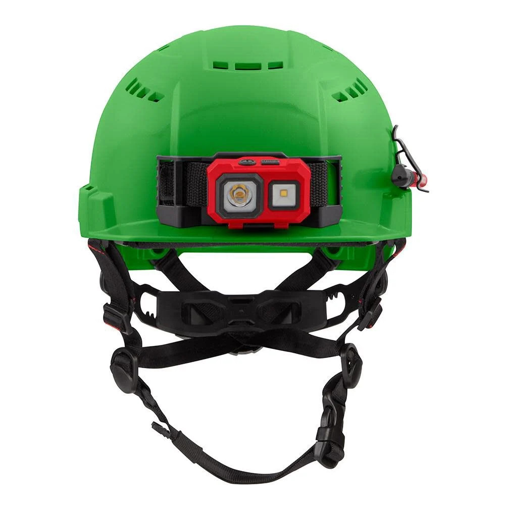 Milwaukee Green Front Brim Vented Helmet With Bolt Class C