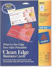 Print-to-the-Edge Premium Clean Edge R Business Cards Inkjet White 160/PK - 1EA