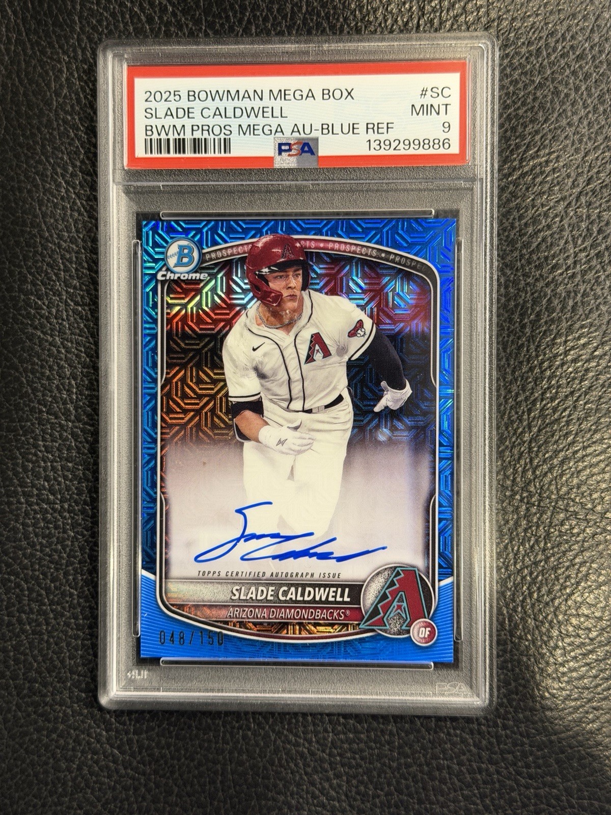 2025 Bowman Chrome Mega Slade Caldwell Blue Refractor Auto /150 Diamondbacks RC
