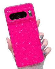 Google Pixel 8 Pro Neon Glitter Case, Slim Shockproof TPU Cover for Women, Ho...