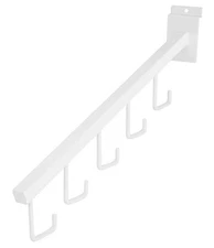 SSWBasics White 5-J-Hook Waterfall for Slatwall - Pack of 10