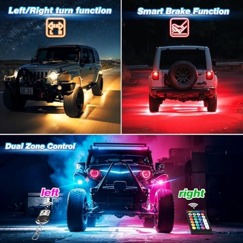 4 Pods Alloy LED Rock Lights for ATV UTV Golf Cart Truck RZR SXS, Alloy RGB