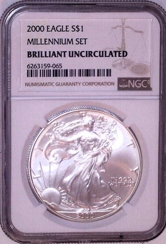 2000 Millennium Set  Silver Eagle $1 BU Brilliant Uncirculated NGC Brown Label