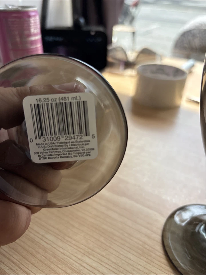 Libbey Classic Copa Vino Agua Bebida Vasos Gris Humo 7" 16oz Juego de 4 Foto 3 de 3