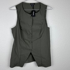 Boohoo Olive Green Button Front Tailored Vest Top Size US 12