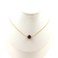Halskette 1 Perle Obsidian Mahogany 8 Mm. Kette Stahl Golden Edelstahl