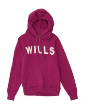JACK WILLS Womens Graphic Hoodie Jumper UK 12 Medium Purple Cotton AI08