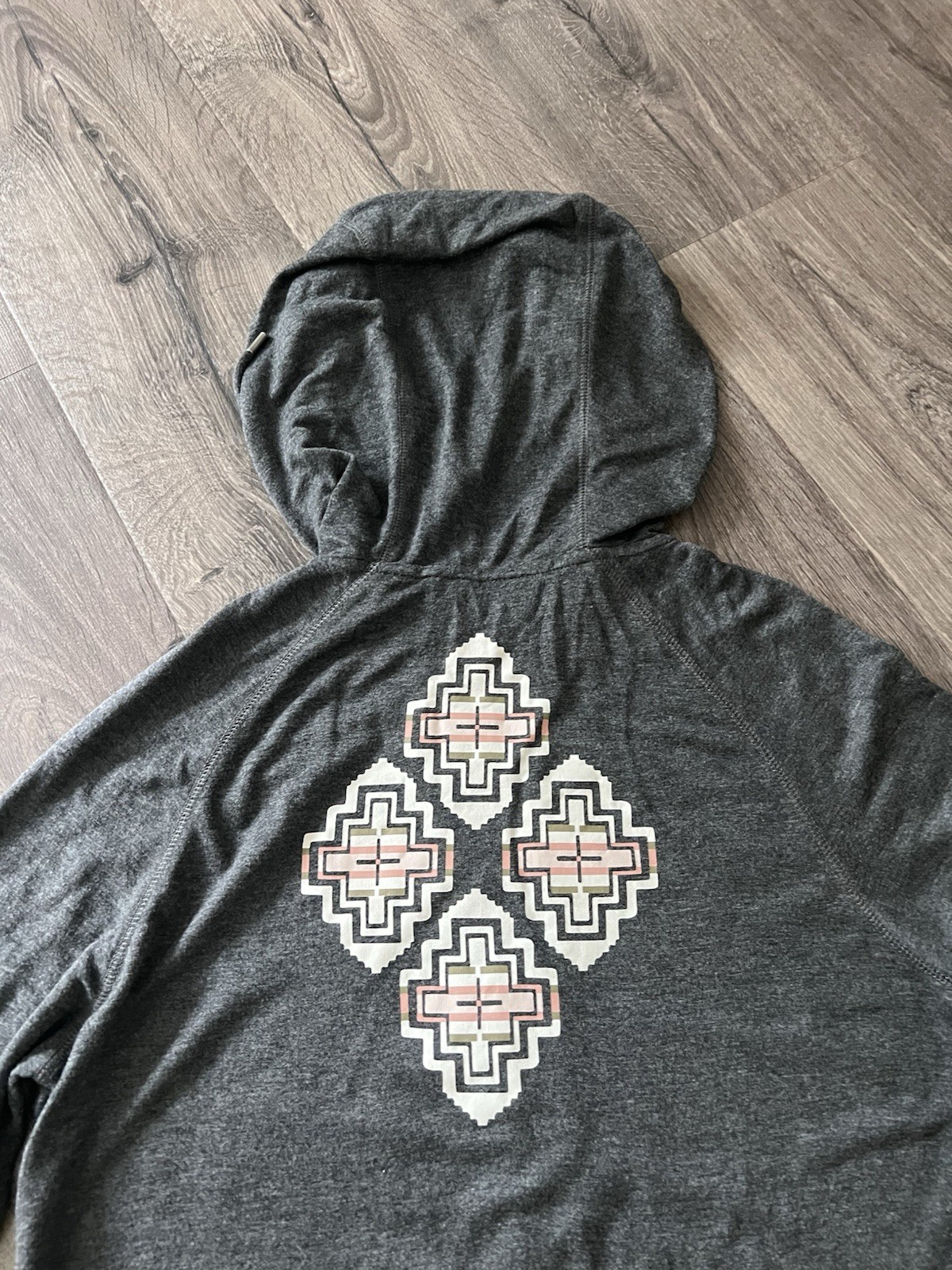 Pendleton gray Aztec lightweight full zip hooded … - image 5