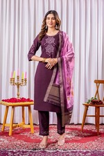 Viscose Silk Kurta Pant Dupatta Set for Women Indian Pakistani Ethnic Kurti XL