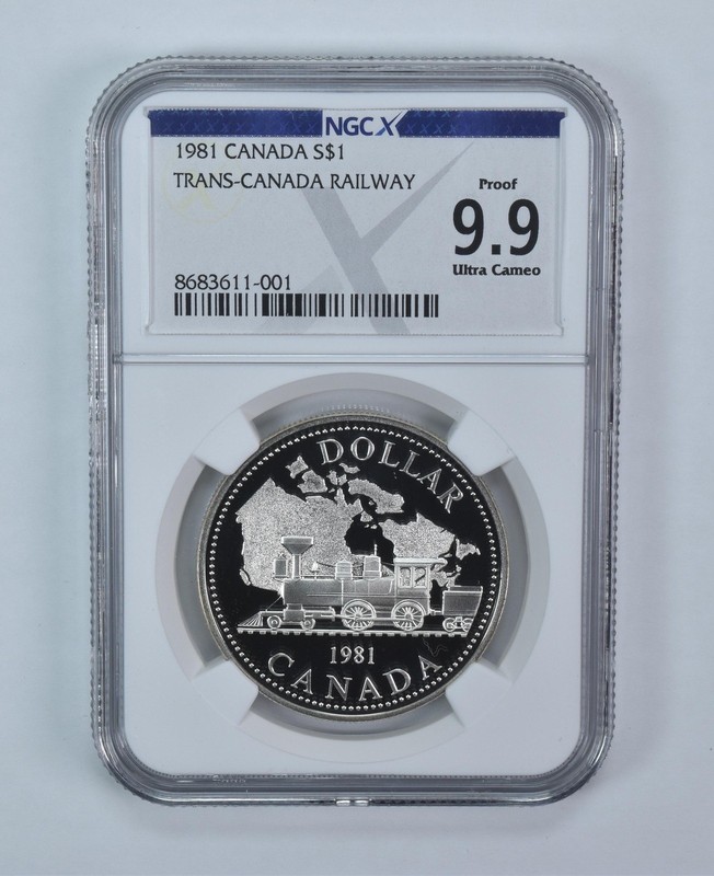 1981 Canada 1 Dollar Silver Trans-Canada Railway Proof 9.9 UCAM NGC X NGCX *9119
