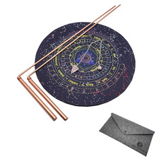 Copper Dowsing Rods Kit - Witching Rods/2Pcs  Dowsing Pendulum  Divination Mat