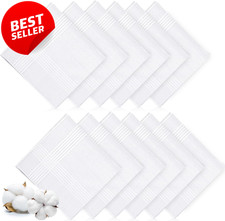 12 Pack Men's Handkerchiefs 100 Soft Cotton Large White Classic Hankies - US