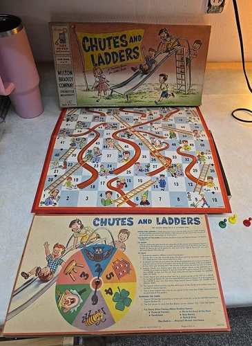 Vtg 1960 Milton Bradley MB Chutes and Ladders Classic Childrens Board Game #4600