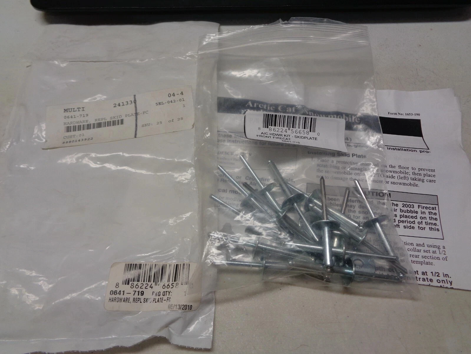 NEW Arctic Cat OEM Replacement Skid Plate Hardware Kit 0641-719