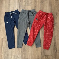 Under Armour Athletic Performance Jogger Sweatpants Lot Boys Small Blue Grey Red