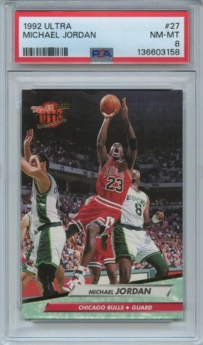 PSA 8 1992 FLEER ULTRA #27 MICHAEL JORDAN HOF CHICAGO BULLS