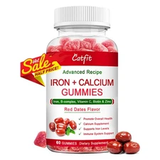 Iron Calcium Gummies with Vitamin C,  Vitamins B Complex for  Kids & Adults