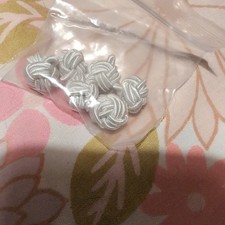 6 X White Silk Chinese Knot Buttons 10mm