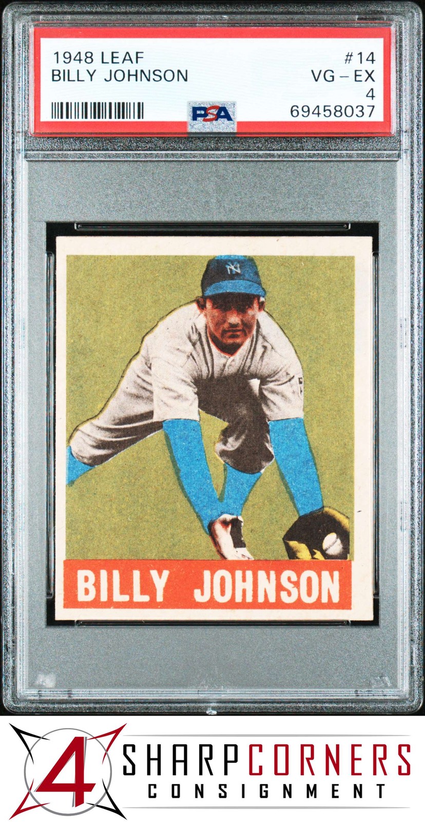 1948 LEAF #14 BILLY JOHNSON RC YANKEES PSA 4