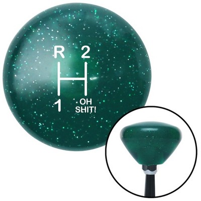 White Shift Pattern OS11n Green Retro Metal Flake Shift Knob w/ M16x1.5 Insert