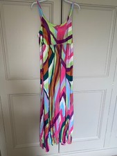 Bright Summer Abstract Maxi Dress Size 12 Multicoloured Beach Boho Chic Festival