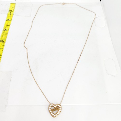 Mother's Day Diamond Mom Script Heart Love Pendant Necklace 10k Yellow Gold 20"