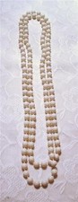 PRETTY VINTAGE 1960's WHITE PLASTIC BEAD 48" AROUND DOUBLE STRAND NECKLACE