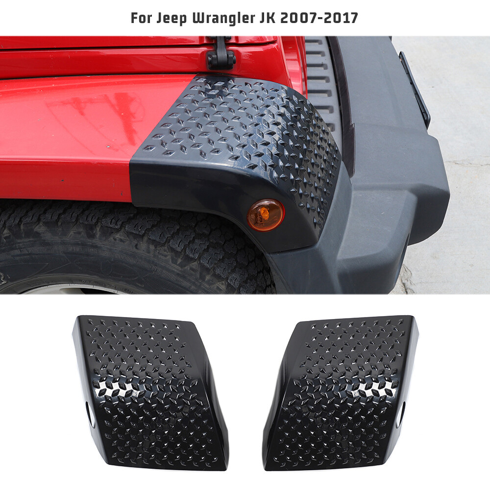 2pcs Front Wheel Eyebrow Lamp Cover Trim Armor For Jeep Wrangler JK 07-17 Black