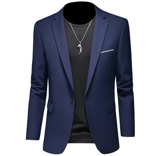 Herren Freizeit Business Slim Fit Formell Elegant Ein Knopf Blazer Jacke Anzug Mantel - Bild 15 von 38