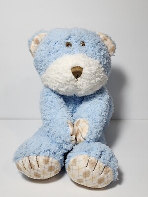 COCALO BABY BLUE & BROWN TEDDY BEAR CHAMOIS SOFT STUFFED ANIMAL PLUSH TOY 14''