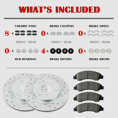 Front Rear Drilled Brake Rotors Pads for Chevy SILVERADO 1500 GMC SIERRA 1500 - Picture 3 of 6