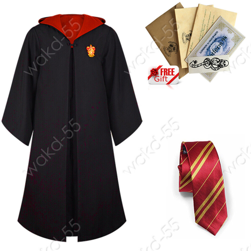 UK Harry Potter Gryffindor Ravenclaw Slytherin Robe Cloak Tie Costume Wand  Scarf