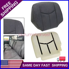 For 03-07 Chevy Silverado Dark Gray Cloth Driver Seat Foam Cushion &Bottom Cover