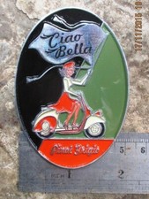 Targhetta logo vintage vespa lambretta ciao bella rally faro grigio LG246