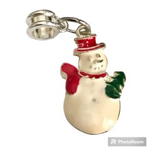 Vintage Christmas Snowman European Charm Silver Plated Bracelet Pendant Necklace