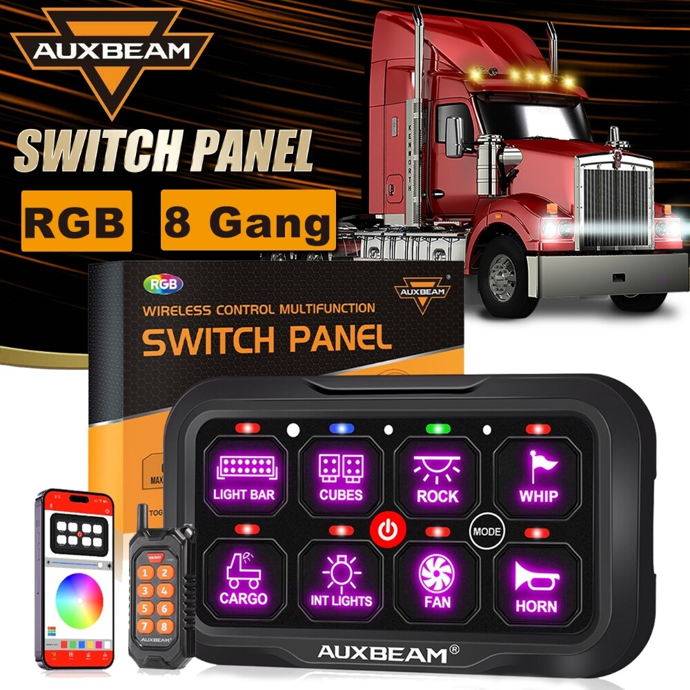 Auxbeam Rgb 8 Gang Switch Panel Remote Control APP Toggle/Momentary/Pulsed Truck