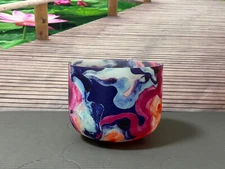 Colourful Ink Design 432Hz Frosted F Heart Chakra Crystal Singing Bowl 8"