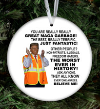 Donald Trump Maga Garbage Christmas Tree Ornament Funny Gift For 2024 Election
