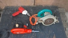 THREE x 230 VOLT - POWER TOOLS - SAW / DRILL + BELT SANDER