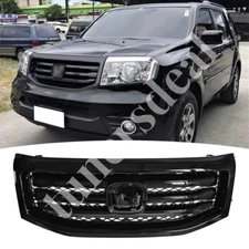 Fit 2012 2013 14 2015 Honda Pilot Front Bumper Gloss Black Grill Grille Assembly