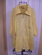 NWT~THREE HEARTS~Yellow Animal Print~Beaded Full Zip Pockets Jacket size XL~CUTE