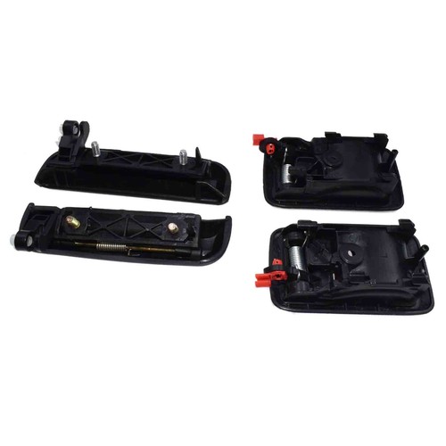 4-Piece Door Handle Set – Outside & Inside, Front & Rear For 1995-1998 Toyota Tercel – Black Plastic