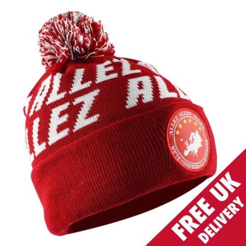 Liverpool Bobble Hat Red & White Allez Song Woven Patch Gift Souvenir Adult  - Picture 1 of 4