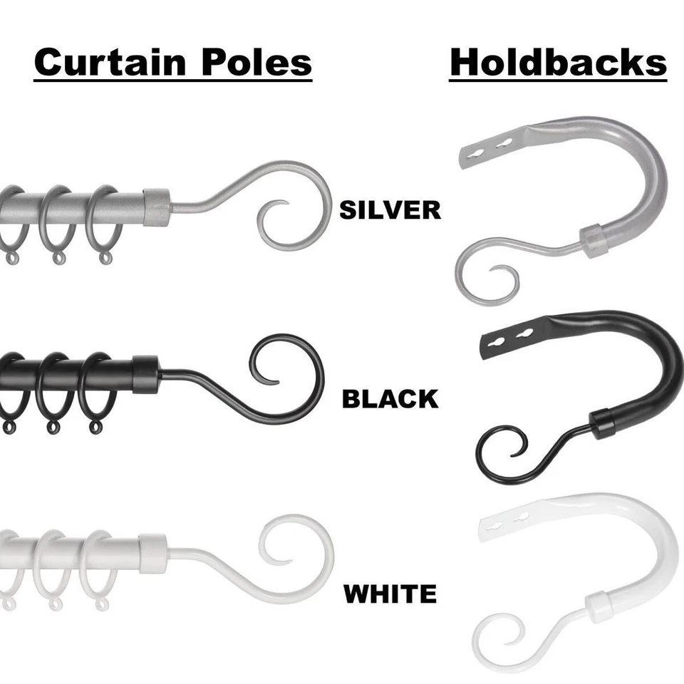 Extendable Metal Curtain Pole Track Rail Complete Set Includes Rings Finials etc - Image 4 of 4
