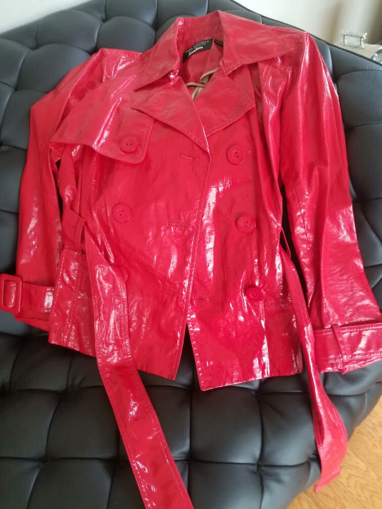 Women Neiman Marcus Patent Leather Jacket size 6 Gem