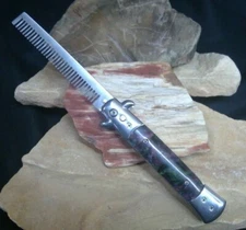 Multi-Color Inlay Handle Italian Style Fully Automatic Push Button Comb 